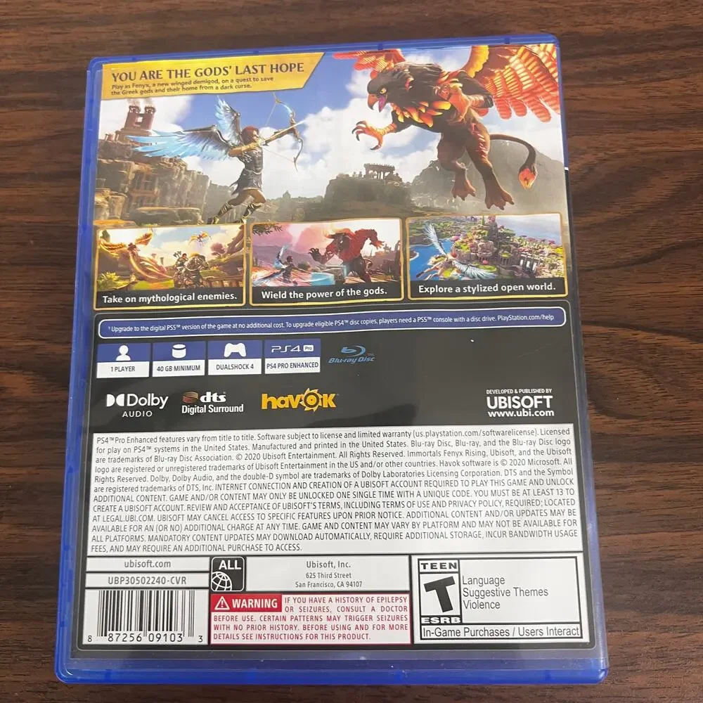 PlayStation PS4 Immortals Fenyx Rising PlayStation 4 Case And‎ Disc Video Game
